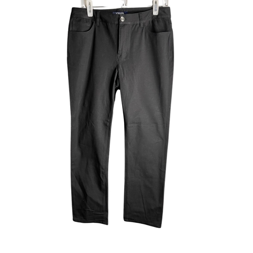 NWOT CHAPS black chino pants with a silver button. Women size 8
